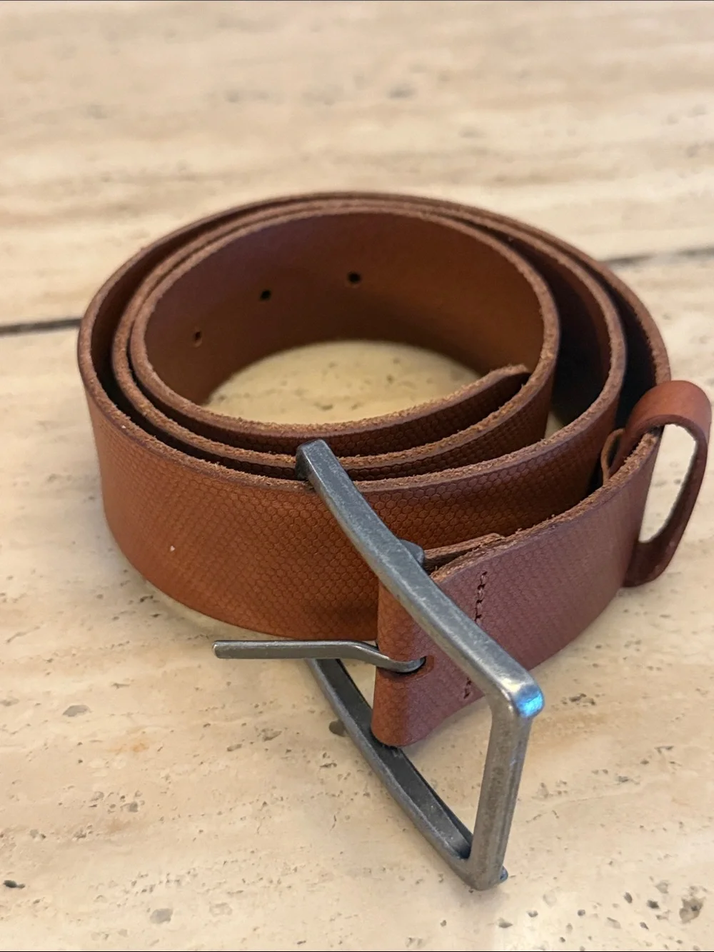 Joe's Jeans Tan Leather Belt with Silver Buckle